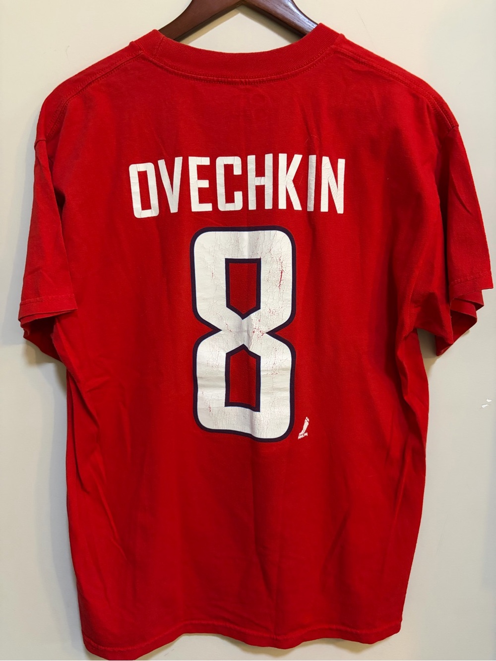 Nike Alexander Ovechkin #8 Russia Hockey T-Shirt Mens Large Red NHL Tee